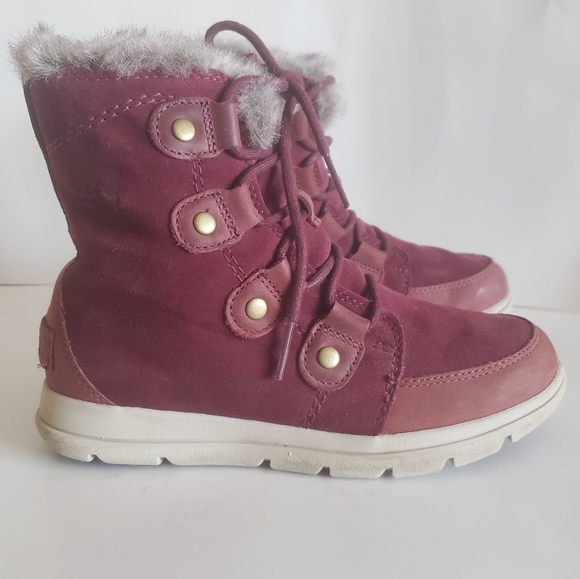 Sorel Women’s Explorer Joan Waterproof Boot maroon Size 7 pre-owned maroon - Picture 10 of 12